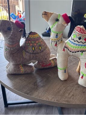 Handcrafted Embroidered Camel Plush — Brown and Cream